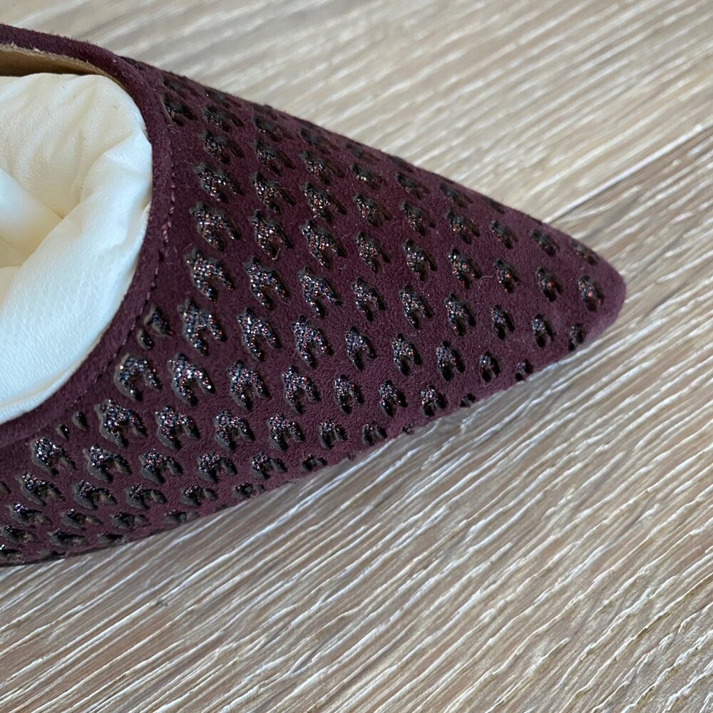 SALVATORE FERRAGAMO Susi Patch Burgundy Suede Pointy Toe Pumps Size 5.5 BNWT - Picture 12 of 15